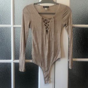 Lace-up Long Sleeve Body Suit